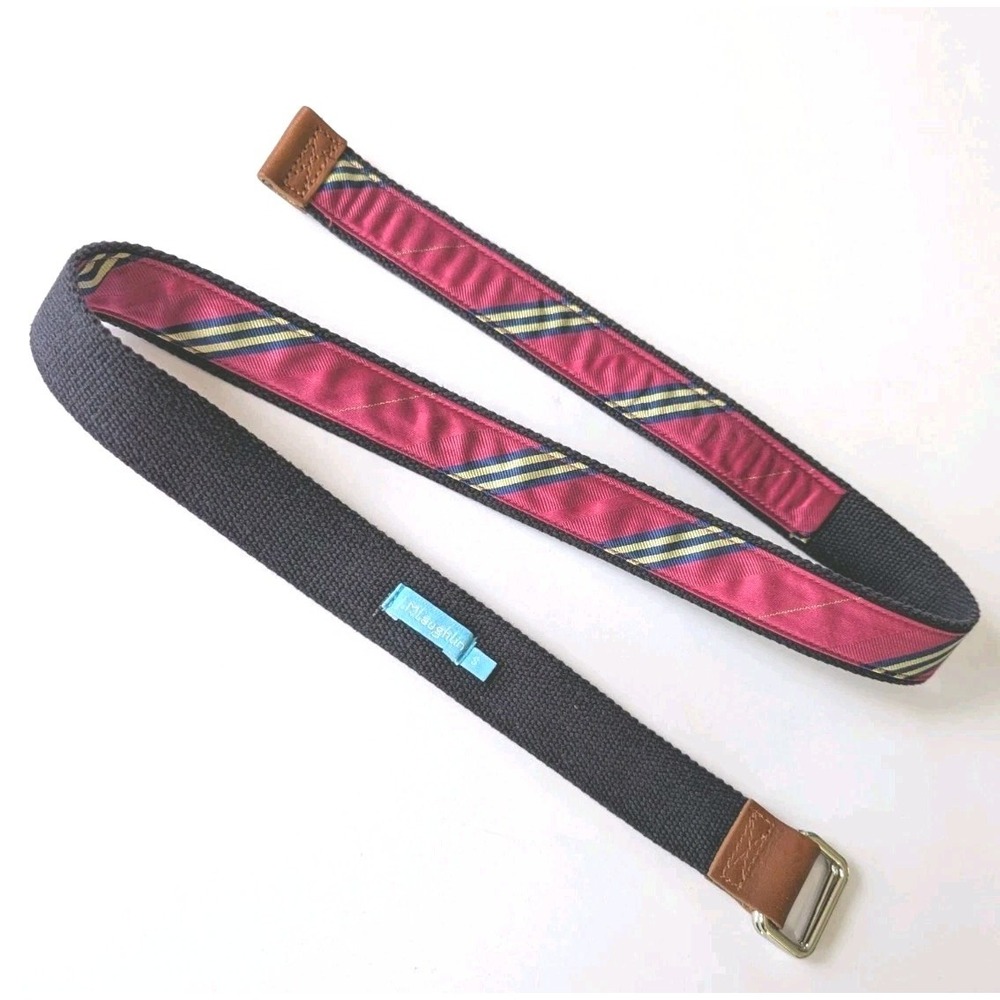 J. McLaughlin Women's Silk D-Ring Belt Size Small 40" Pink Stripe Academia Old $